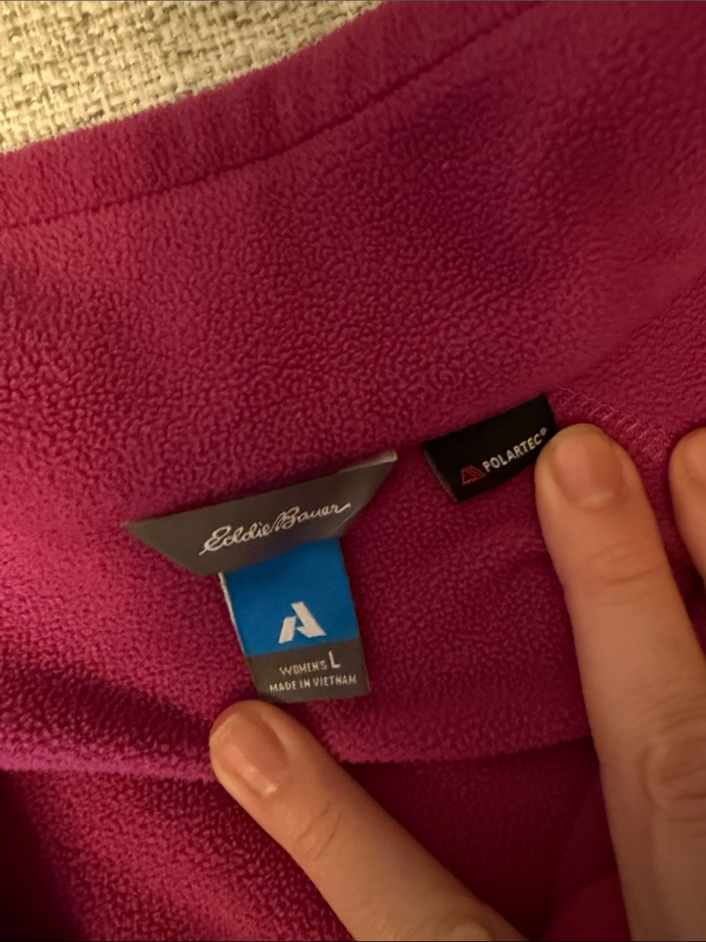 Eddie Bauer Plum Quarter-Zip Fleece Pullover with Zip Chest Pocket - Picture 2 of 4